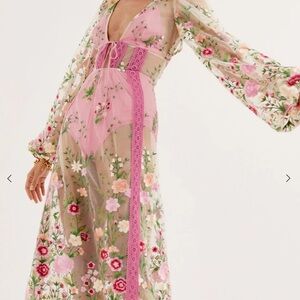 For Love And Lemons Pink Floral Dress